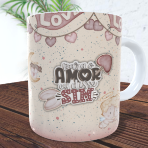 caneca com foto "Para o amor eu disse sim"